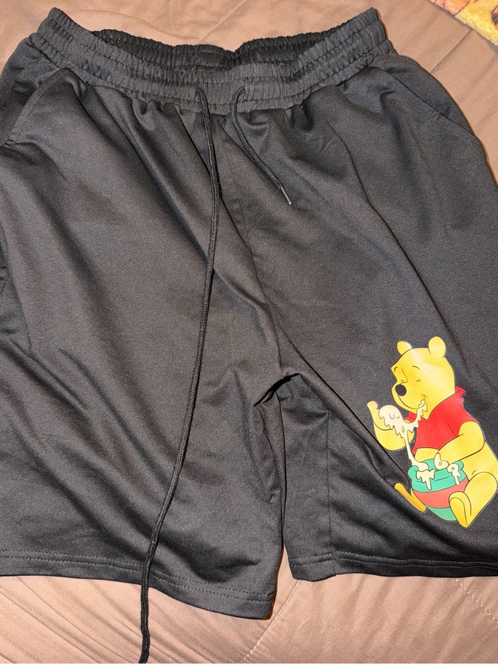 Black Winnie the Pooh Graphic Athletic Shorts